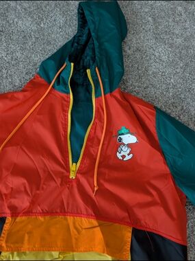 Peanuts Snoopy Beagle Scout Colorblock Windbreaker Anorak Jacket Medium